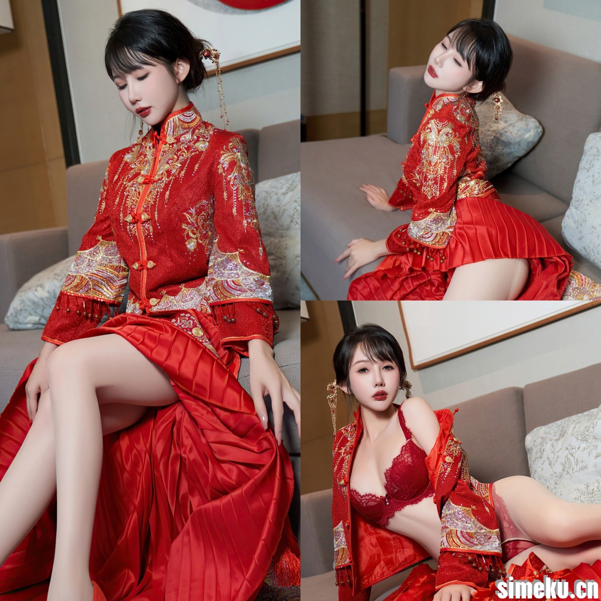 [超高颜值]洞房花烛夜，红色秀禾新娘服[91P][FX0019]